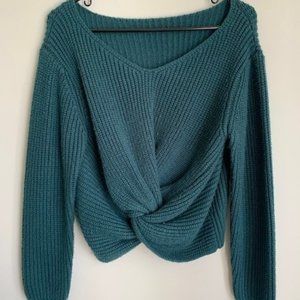Small Turquoise Wool Knit Crop Sweater
